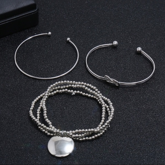 2/$20!  Curated Set of 3 Silver Bracelets - Picture 3 of 8